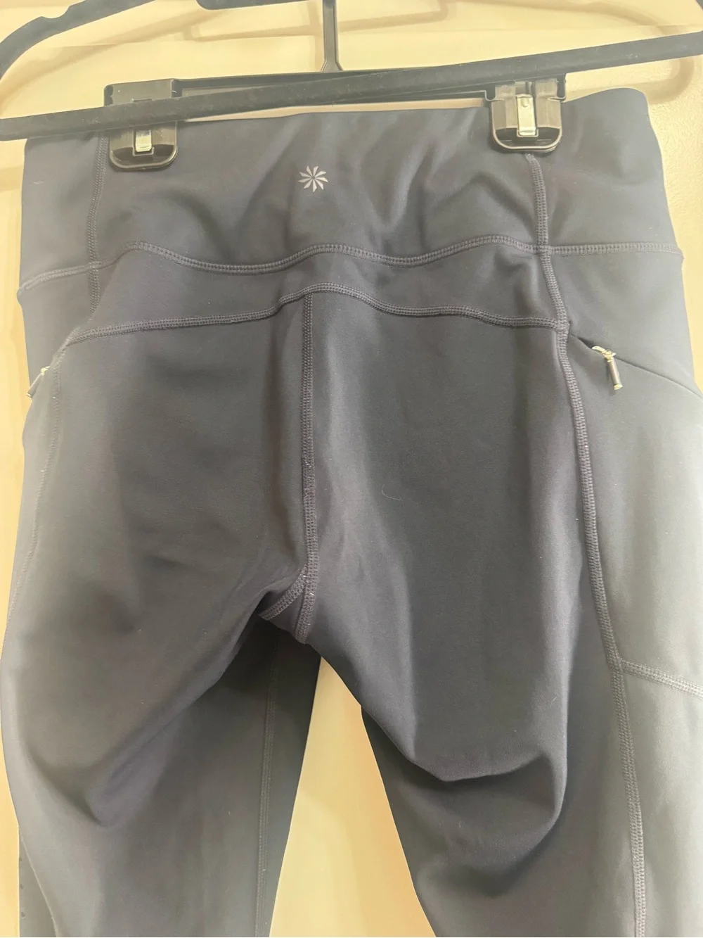 Athleta Navy Perforated Side-Panel Leggings size small EUC - Picture 8 of 9